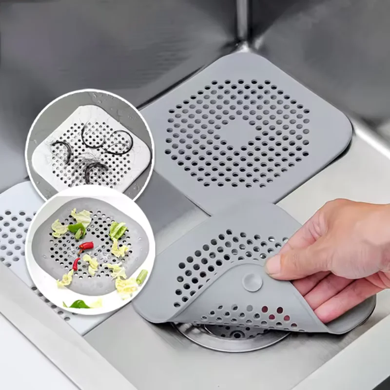 샤워 배수구 커버 헤어 캐처 평면 실리콘 플러그 스토퍼 욕실 주방 싱크대 욕조 스트레이너 TPR 보호대
