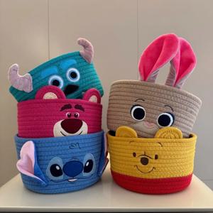 디즈니 스티치 Lotso 대용량 보관 바구니 귀여운 애니메이션 만화 다기능 휴대용 보관 가방 보관 상자 선물 완구