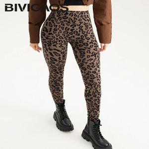 BIVIGAOS 봄 가을 레오파드 상어 가죽 레깅스 여성 하이 웨이스트 탄성 꽉 섹시한 요가 레깅스 슬림 스포츠 피트니스 레깅스