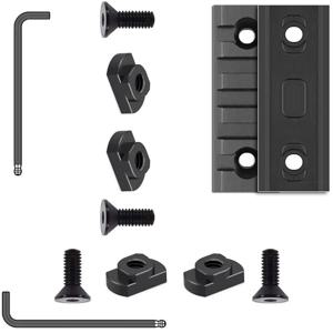 싱글 피카티니 알루미늄 액세서리 레일 세트 5 슬롯 (T-너트 4개 & 나사 4개 포함), 2개의 앨런 렌치 - 검정색 - 2개