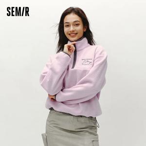 여성용 세미르 플리스 자수 탑, 2025 겨울 가을 의류, 부드러운 플리스 소재의 따뜻한 루즈핏 데일리웨어, 2025 신상