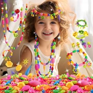 어린이 DIY 비즈 소녀 쥬얼리 액세서리 만들기 키트, 창의적인 목걸이, 팔찌 및 반지 DIY 이상적인 크리스마스 및 생일 선물