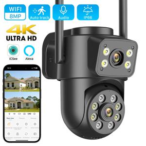 ANBIUX 4K 8MP WiFi 감시 카메라 4MP 4배 디지털 줌 PTZ IP 듀얼 렌즈 AI 인체 감지 야외 보안 카메라 ICSEE 앱