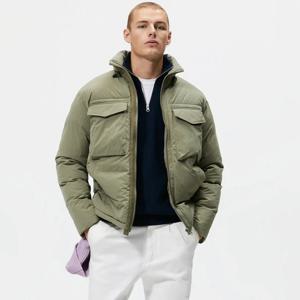 두꺼운 캐주얼 면 재킷 남성용 가을 겨울 스탠드 칼라 작업복 코트 주머니 포함 청년 패션 레귤러 핏 코트