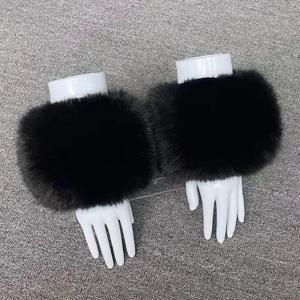 1쌍 인조 모피 손목 워머 플러피 여성용 플러시 슬리브 커프스 방풍 보온 액세서리 재킷 스웨터 겨울 팔 커버