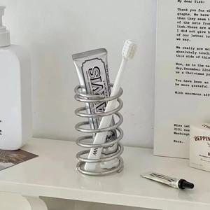 스테인리스 스틸 칫솔 홀더 금속 욕실 액세서리 도구 치약 메이크업 브러시 보관 랙 홈 장식