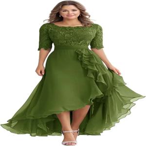 결혼식 손님을 위한 신부 어머니 드레스 티 길이 레이스 아플리케 쉬폰 반소매 정장 이브닝 가운 996