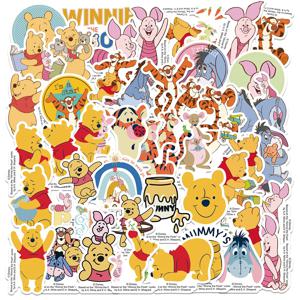 50pcs 디즈니 위니 푸우 스티커 어린이를위한 귀여운 애니메이션 데칼 클래식 장난감 수하물 노트북 스크랩북 스티커