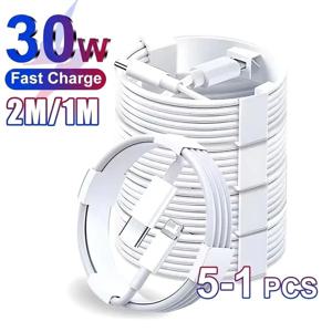 5-1pcs Apple iPhone 13 12 11 14 Pro Max 미니 USB C 케이블 X XR XS MAX 7 8 14 Plus 6 액세서리 용 30W 고속 충전 케이블