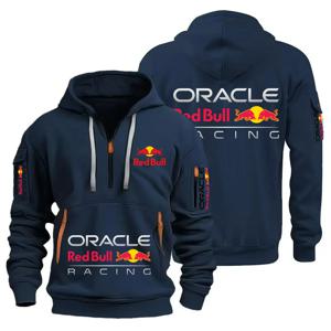 가을 레드불 후드티 단색 한국 스타일 패션 남성 풀오버 스웨터 긴팔 상의 드로스트링 포켓 루즈핏 레드불