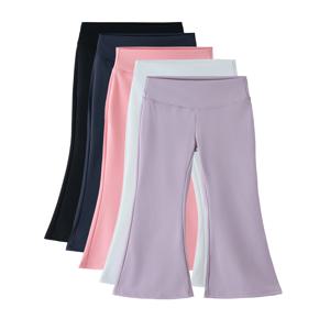 여자 플레어 팬츠 하이 웨이스트 요가 레깅스 청소년 스트레치 탄성 허리밴드 어린이 스포츠웨어 바지 가을 봄