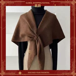 여성용 한국산 울 삼각 스카프 다기능 니트 여성 스카프 가을 겨울 따뜻한 패션 레저 숄