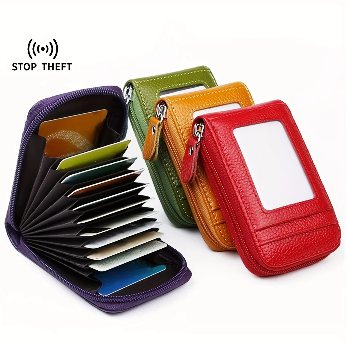 여성용 신용 카드 지갑 ID 창이있는 멀티 카드 케이스 지갑 지퍼 카드 케이스 여성용 비즈니스 다기능 지갑