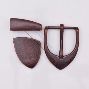 헤비 견고한 웨스턴 쿨 빈티지 구리 세트, 싱글 프롱 핀, 고급 가죽 벨트 버클, 30mm 벨트 Str, 3 개