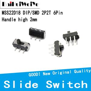 미니 DIP SMD 슬라이드 스위치, DIY DVD 전원 스위치, 전자 액세서리, 2mm 핸들, MS22D18G2, MS22D18, 2P2T, 6 핀
