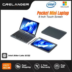 CRELANDER P8 미니 노트북 8 인치 터치 스크린 Intel Lake N150 12GB DDR5 WiFi 6 2 In 1 노트북 노트북 태블릿 PC 포켓 노트북