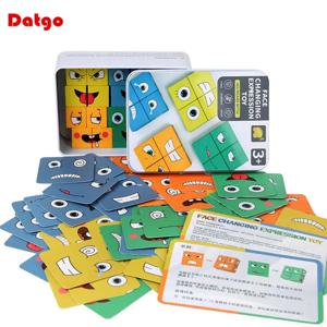 어린이 얼굴 변경 표현 퍼즐 빌딩 블록 몬테소리 큐브 테이블 게임 장난감 어린이를위한 나무 교육 장난감