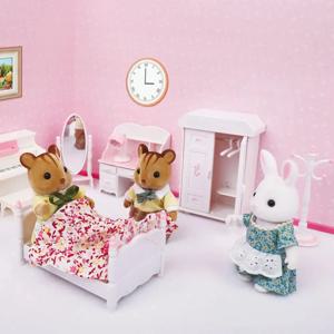 1/12 인형 집 숲 가족 마이크로 필름 가구 Bathroon 주방 식당 침대 옷장 모델 놀이 집 소녀 생일 선물