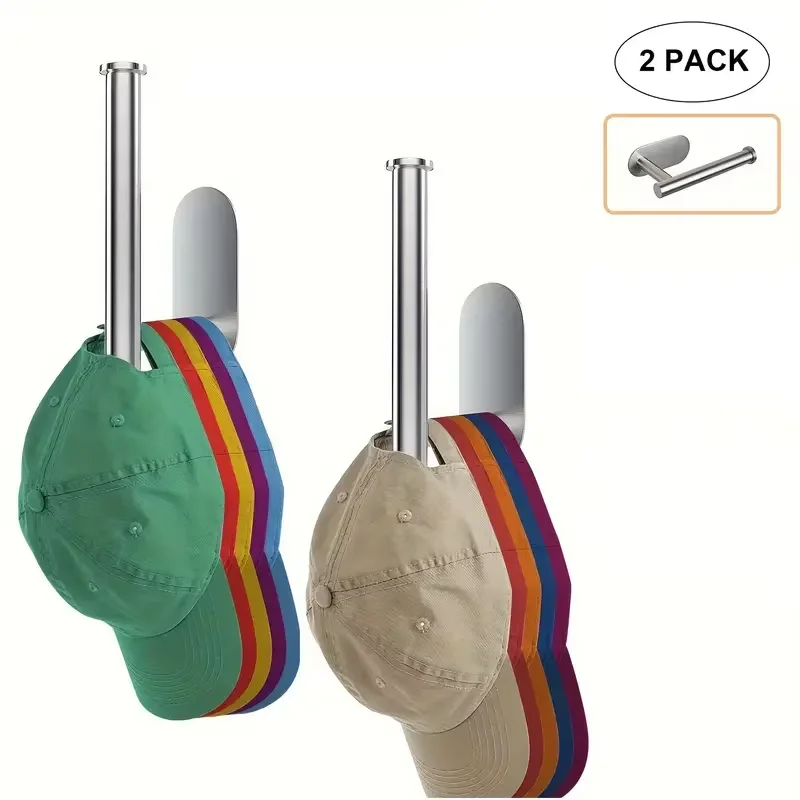 벽용 스테인레스 스틸 캡 후크, 미니멀리스트 드릴링 모자 정리함 없음, 가정용 보관 정리함, 1 개, 2 개