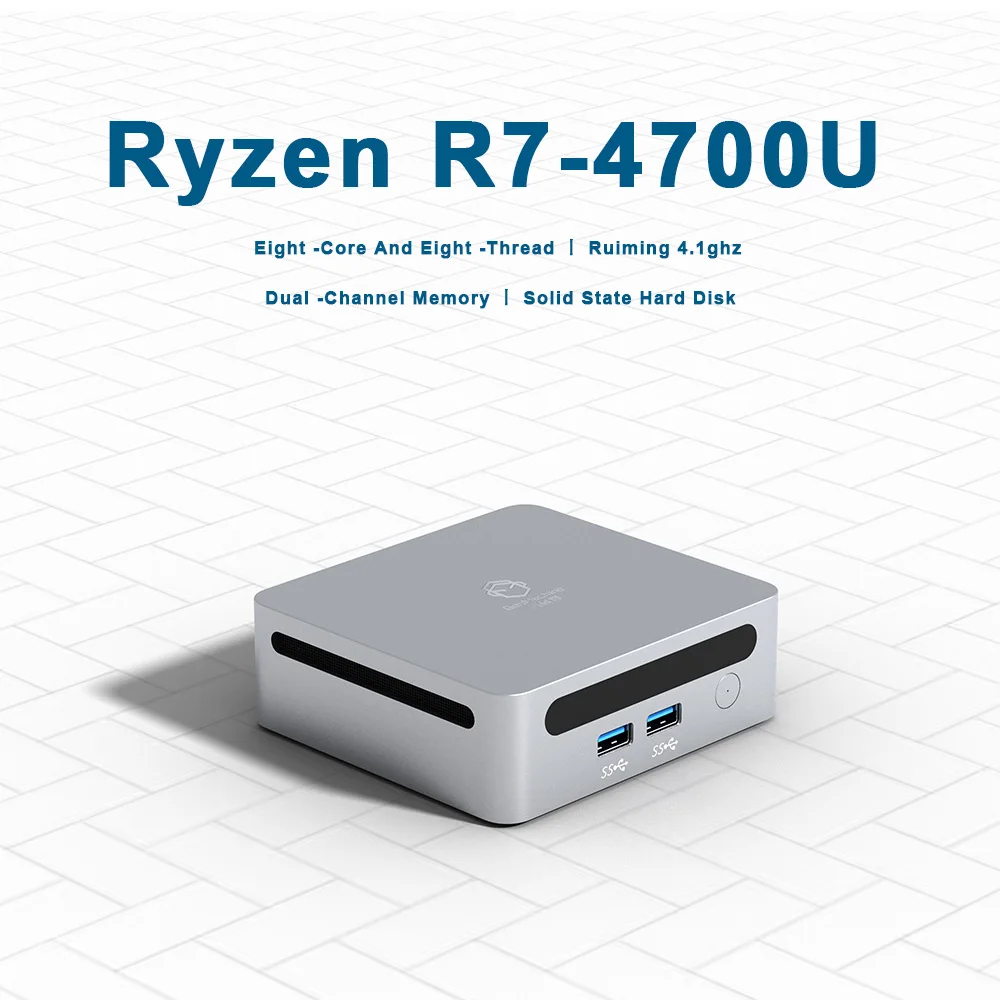 GenMachine 미니 PC Ren4000 4700U AMD Ryzen7 4700U CPU 2.0GHz 최대 4.1GHz 윈도우 11 DDR4 3200Mhz WiFi6 NUC 게이밍 PC