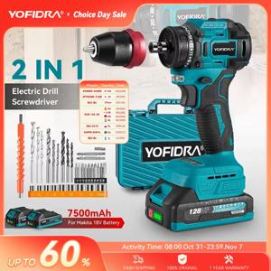 YOFIDRA 10mm 24단 브러시리스 전동 스크루드라이버 드릴 무선 고효율 임팩트 드릴 파워툴 (마키타 18V 배터리 핀용)
