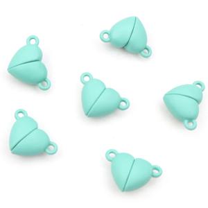 5 세트 러브 하트 라운드 모양의 자기 연결된 걸쇠 비즈 DIY 커플 팔찌 목걸이 만들기위한 매력 엔드 캡