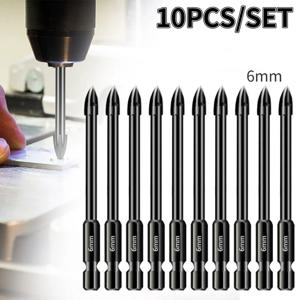 다이아몬드 드릴 비트 구멍 톱 세트, 타일 콘크리트 벽돌 유리 세라믹 목재 금속 드릴 비트, 드릴링 도구 세트, 6mm, 10 개