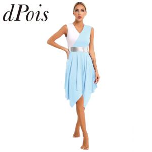 여성용 컬러 블록 현대 전례 댄스 의상, 교회 예배 찬양 댄스웨어, 무대 공연 코스튬, 서정적 댄스 원피스