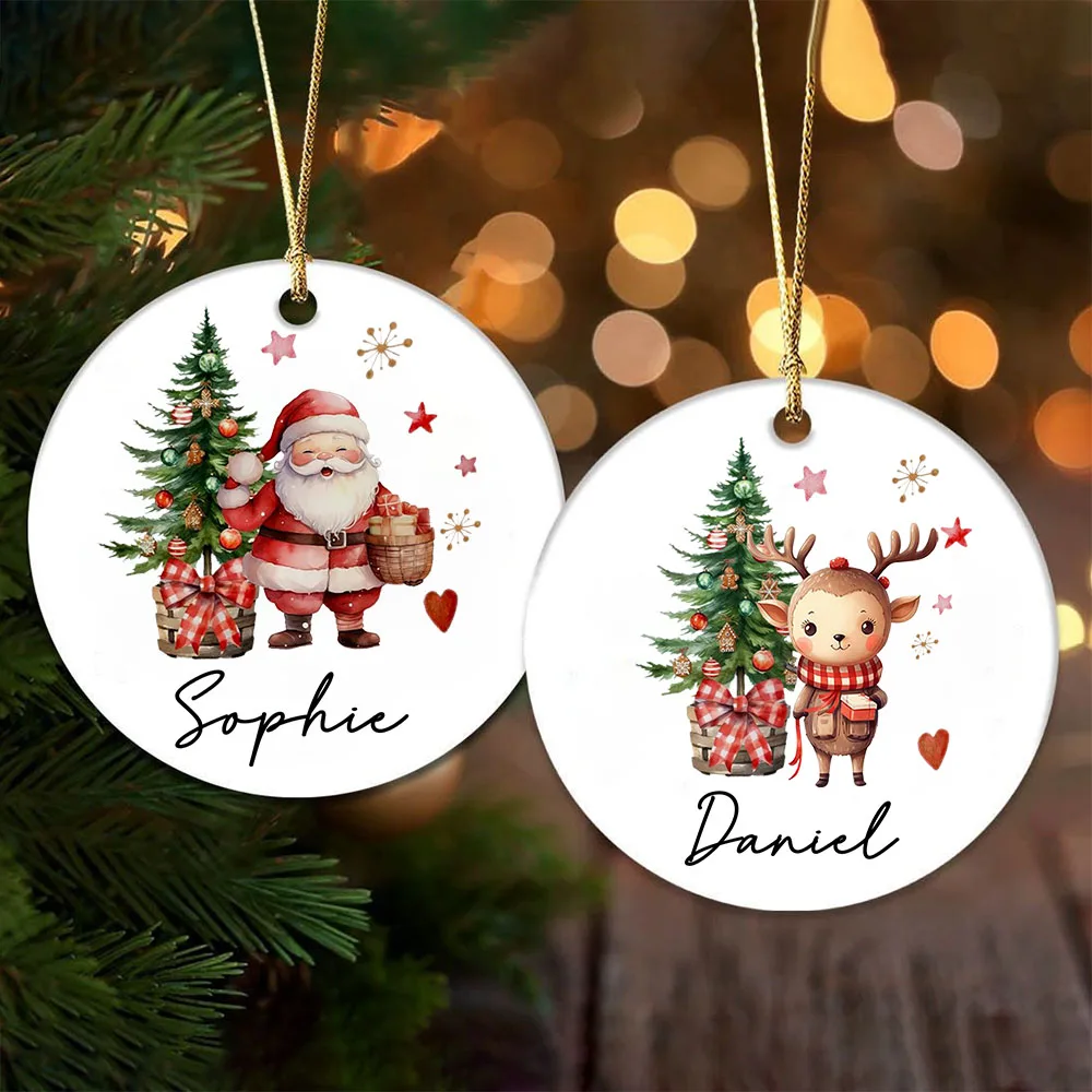 개인화 된 크리스마스 아기 장식 아기 어린이 크리스마스 사진 장식 사용자 정의 기념품 선물 유아 크리스마스 세라믹 장식품