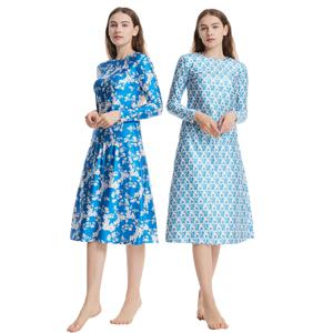 여성용 이슬람 부르키니, 우아한 수영복, 프린트 히잡, 블라우스, 스커트, 두바이, 터키, 아랍어 Tankini, S-3XL, 3Pcs