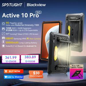 월드 프리미어 Blackview Active 10 Pro 5G 견고한 태블릿, MTK 7300, 11 인치 FHD + 디스플레이, 12GB 256GB/512GB, 30000mAh,108MP AI 카메라