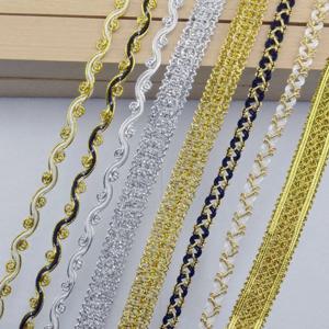 5Meters/16.4Ft 새로운 레이스 의류 액세서리 드레스 잠옷 샤워 커튼 민족 스타일 DIY 의류 1.5cm 크로스 골드 웨빙