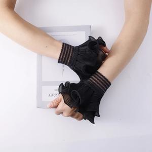 더블 레이어 플레어 프릴 손목 슬리브 가짜 커프스 장식품 셔츠 스웨터 용 블랙 화이트 분리형 거짓 슬리브