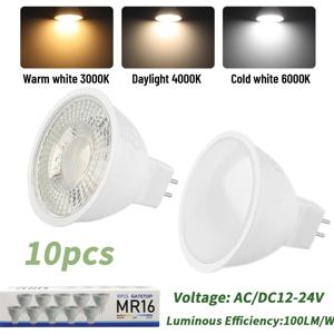 10 팩 Focos LED GU5.3 전구 8W 램프 MR16 저압 AC DC 12V 24V 스포트라이트 할로겐 램프 교체 홈 로비 조명