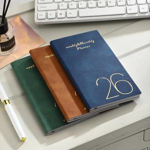 A6 2026 휴대용 플래너 - 북마크 포함, 색인 - 64매 - 128페이지 - 3.7인치 / 6.77인치 - 365일 시간 관리 또는