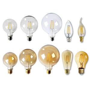 2PCS 에너지 절약 LED 필라멘트 전구 220V E14 E27 B22 따뜻한 흰색 유리 4W 6W 360 학위 에디슨 레트로 촛불 전구