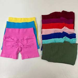 노로고 요가 반바지 로우 리브드 허리밴드 요가 반바지 심리스 스크런치 힙 운동복 짐 반바지 부티 하이 스트레치 러닝 반바지