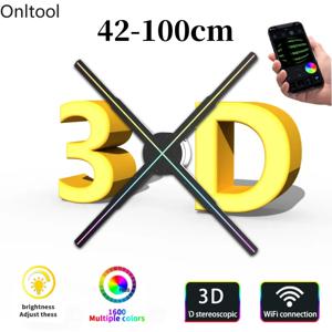 42-100CM 3D 홀로그램 팬 프로젝터 Wifi 디스플레이 광고 로고 빛 Led 로그인 홀로그램 램프 3 차원 프로젝터