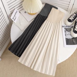 임신 한 여성을위한 겨울 출산 복장 높은 허리 스커트 출산 바지 Pleated 드레스 Vestidos 임신 의류 플러스 크기