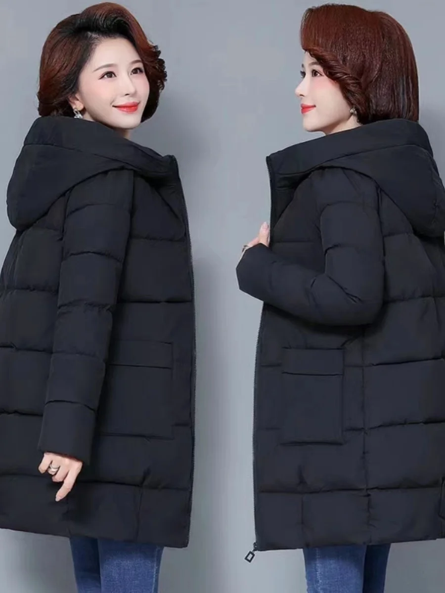 두꺼운 대형 다운 코튼 자켓 중년 및 노인을위한 겨울 의류 할머니 스타일 코트 겉옷