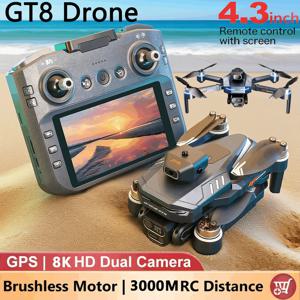 GT8 NEW 드론 4K 전문가용 8K 카메라 항공 FPV 장애물 회피 대형 스크린 리모컨 접이식 RC UAV 장난감 선물
