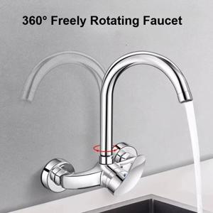 벽걸이 주방 수도꼭지, 냉온수 싱크대, 세면대, 발코니, 싱크대, 구리 혼합 밸브 수도꼭지