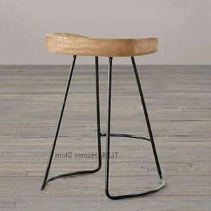 포스트 아이언 풋 스툴 실용적인 원목 표면 바 하우스 크리에이티브 하이 체어 커피 인더스트리얼 스타일 바 스툴 Bd 신제품