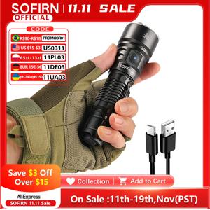 Sofirn SK40 21700 충전식 손전등 SFT70 LED 3200lm 강력한 전술 토치 580M 장거리 스포트라이트 포함