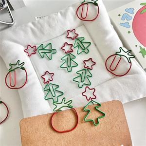 10/20pcs 만화 귀여운 크리스마스 트리 산타 모자 크리 에이 티브 토마토 금속 사무실 학교 문구 용품 귀여운 종이 클립 선물