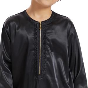 이슬람 소년 가운 Jubba Thobe 지퍼 프론트 드레스 가운 사우디 아라비아 Abaya Kaftan 이슬람 아동복 라마단 Eid Djellaba Dishdasha