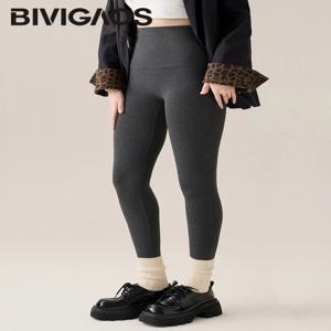 BIVIGAOS 가을 새로운 얇은 코튼 레깅스 여성 하이 웨이스트 스포츠 캐주얼 레깅스 40 위브 니트 하이 스트레치 코튼 바지