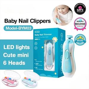 전기 아기 손톱깎이 LED 라이트 아기 손톱 정리기 아기 케어 세트 4단계 속도 조절 저소음