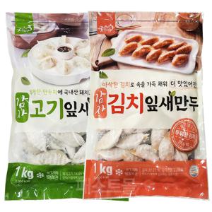굿프랜즈 감자 고기 잎새만두 1kg + 김치 잎새만두 1kg 세트