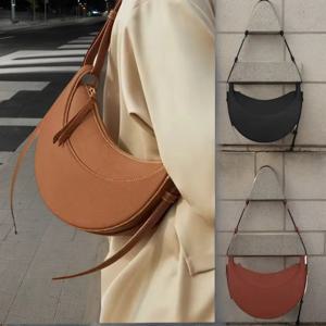 여성을 위한 컴팩트하고 고급스러운 초승달 모양 가방, 독특한 디자인, 싱글 숄더백, 가죽 숄더백